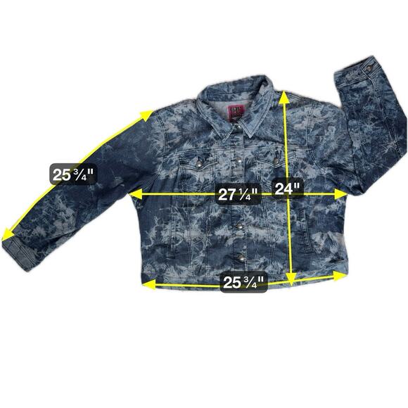 Torrid Tie Dye Womens Blue Denim Jacket Plus Size 3X 22-24 Trucker Casual Hippie - Picture 7 of 13